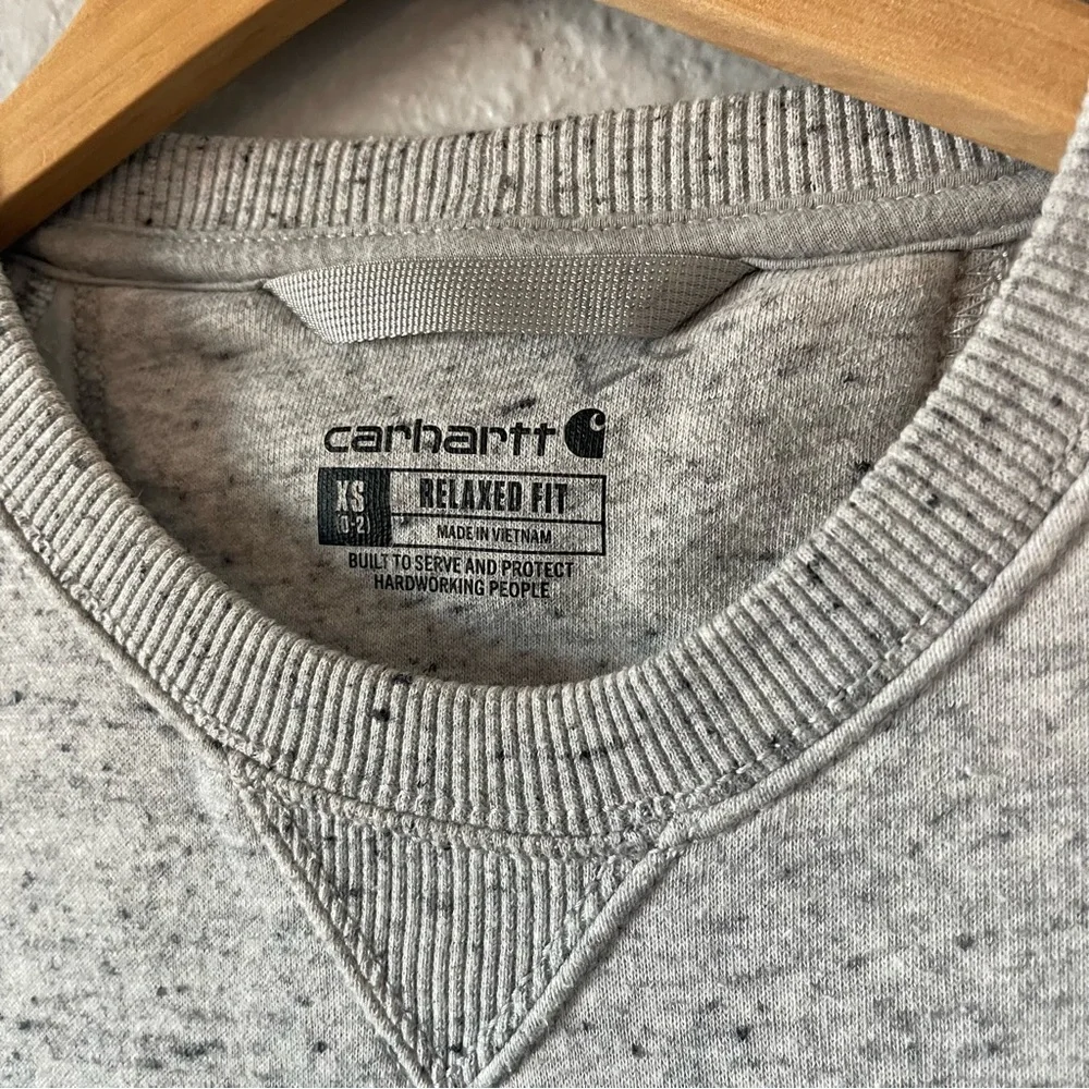 Carhartt Women's Gray Logo Sleeve Pullover Relaxed Fit Sweatshirt Size X-Small - Picture 8 of 9